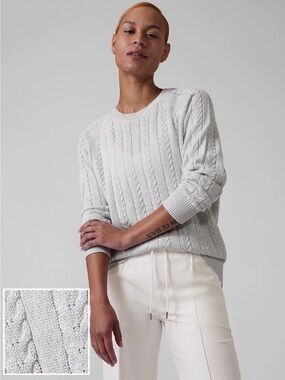 EUC Athleta Gray Silver Cable Knit Sweater